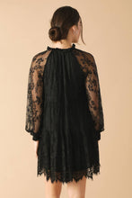 Load image into Gallery viewer, THIS & THAT BLACK WOVEN LACE MINI DRESS