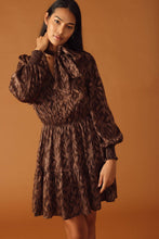 Load image into Gallery viewer, OPEN PATH ALMOND WOVEN MINI DRESS