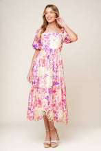 Load image into Gallery viewer, EPITOME OF ALLURE FLORAL WOVEN MIDI DRESS