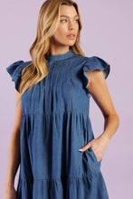 Load image into Gallery viewer, MATCH MY ENERGY WOVEN CHAMBRAY MINI DRESS