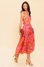Load image into Gallery viewer, GARDEN GATHERING PINK WOVEN MIDI DRESS