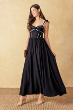 Load image into Gallery viewer, LOVELY DARLING BLACK WOVEN MIDI DRESS