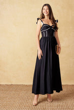 Load image into Gallery viewer, LOVELY DARLING BLACK WOVEN MIDI DRESS