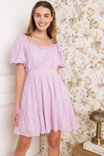Load image into Gallery viewer, MIDNIGHT MIRAGE GOWN WOVEN EYELET MINI DRESS