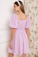 Load image into Gallery viewer, MIDNIGHT MIRAGE GOWN WOVEN EYELET MINI DRESS