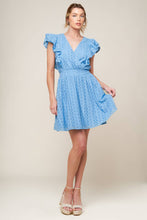 Load image into Gallery viewer, KEEP ME CLOSE POWDER BLUE WOVEN MINI DRESS