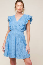 Load image into Gallery viewer, KEEP ME CLOSE POWDER BLUE WOVEN MINI DRESS