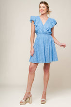 Load image into Gallery viewer, KEEP ME CLOSE POWDER BLUE WOVEN MINI DRESS