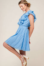Load image into Gallery viewer, KEEP ME CLOSE POWDER BLUE WOVEN MINI DRESS