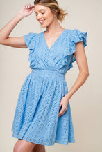 Load image into Gallery viewer, KEEP ME CLOSE POWDER BLUE WOVEN MINI DRESS