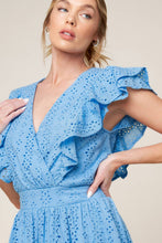 Load image into Gallery viewer, KEEP ME CLOSE POWDER BLUE WOVEN MINI DRESS