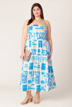 Load image into Gallery viewer, FLOWER GIRL BLUE WOVEN MIDI DRESS