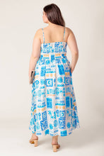 Load image into Gallery viewer, FLOWER GIRL BLUE WOVEN MIDI DRESS