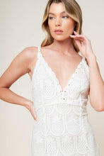 Load image into Gallery viewer, LOVING MENTALITY WHITE WOVEN LACE MIDI DRESS
