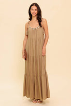 Load image into Gallery viewer, WORLD OF POSSIBLILITIES TAUPE WOVEN MAXI DRESS