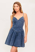 Load image into Gallery viewer, FOREVER FREE FLORAL DENIM MINI DRESS