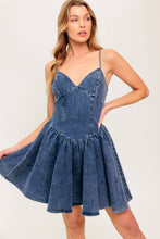 Load image into Gallery viewer, FOREVER FREE FLORAL DENIM MINI DRESS