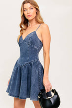 Load image into Gallery viewer, FOREVER FREE FLORAL DENIM MINI DRESS