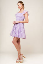Load image into Gallery viewer, PLAYFULLY POSH LAVENDER WOVEN MINI DRESS
