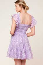 Load image into Gallery viewer, PLAYFULLY POSH LAVENDER WOVEN MINI DRESS