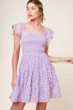 Load image into Gallery viewer, PLAYFULLY POSH LAVENDER WOVEN MINI DRESS