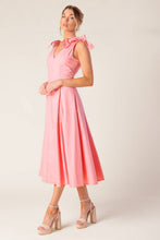 Load image into Gallery viewer, ON THE RIGHT TRACK PEACH WOVEN MIDI DRESS