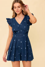 Load image into Gallery viewer, THE FELICITY DARK INDIGO WOVEN ROMPER