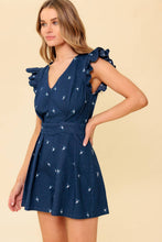 Load image into Gallery viewer, THE FELICITY DARK INDIGO WOVEN ROMPER