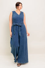 Load image into Gallery viewer, WHERE THE NIGHT MEDIUM INDIGO DENIM JUMPSUIT
