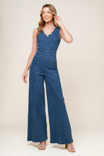 Load image into Gallery viewer, WHERE THE NIGHT MEDIUM INDIGO DENIM JUMPSUIT