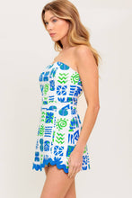Load image into Gallery viewer, TELL ME WHITE BLUE WOVEN ROMPER