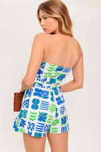 Load image into Gallery viewer, TELL ME WHITE BLUE WOVEN ROMPER
