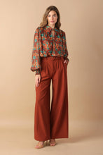 Load image into Gallery viewer, NOSTALGIC TEAL BROWN WOVEN TOP