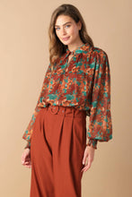 Load image into Gallery viewer, NOSTALGIC TEAL BROWN WOVEN TOP