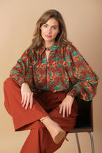 Load image into Gallery viewer, NOSTALGIC TEAL BROWN WOVEN TOP