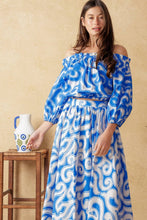 Load image into Gallery viewer, SUNSET SASHAY BLUE TOP AND SKIRT SET
