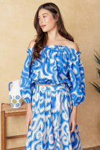 Load image into Gallery viewer, SUNSET SASHAY BLUE TOP AND SKIRT SET