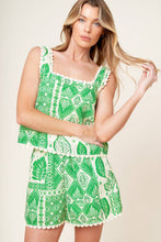 Load image into Gallery viewer, LANE SECRET GARDEN WOVEN TOP AND SHORTS SET
