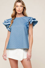 Load image into Gallery viewer, WEEKEND GETAWAY BLUE WOVEN TOP
