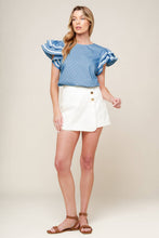 Load image into Gallery viewer, WEEKEND GETAWAY BLUE WOVEN TOP