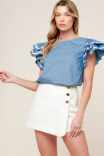 Load image into Gallery viewer, WEEKEND GETAWAY BLUE WOVEN TOP