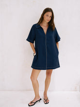 Load image into Gallery viewer, Mae Popover Mini Dress - Navy