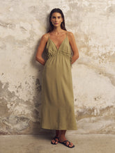 Load image into Gallery viewer, Sofia Ties Maxi Dress - Khaki Green