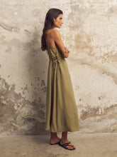Load image into Gallery viewer, Sofia Ties Maxi Dress - Khaki Green