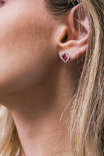 Load image into Gallery viewer, HALO ZIRCONIA ROUND EARRINGS