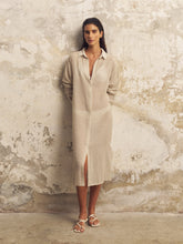 Load image into Gallery viewer, Voyage Shirt Dress - Khaki Green Stripes