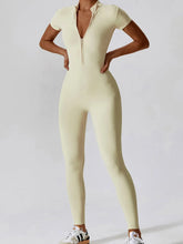 Load image into Gallery viewer, Basic Bae Half Zip Short Sleeve Active Jumpsuit