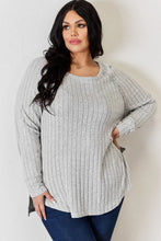 Load image into Gallery viewer, Basic Bae Full Size Ribbed Round Neck Slit T-Shirt