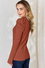 Load image into Gallery viewer, Basic Bae Full Size Ribbed Mock Neck Puff Sleeve T-Shirt