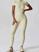 Load image into Gallery viewer, Basic Bae Half Zip Short Sleeve Active Jumpsuit